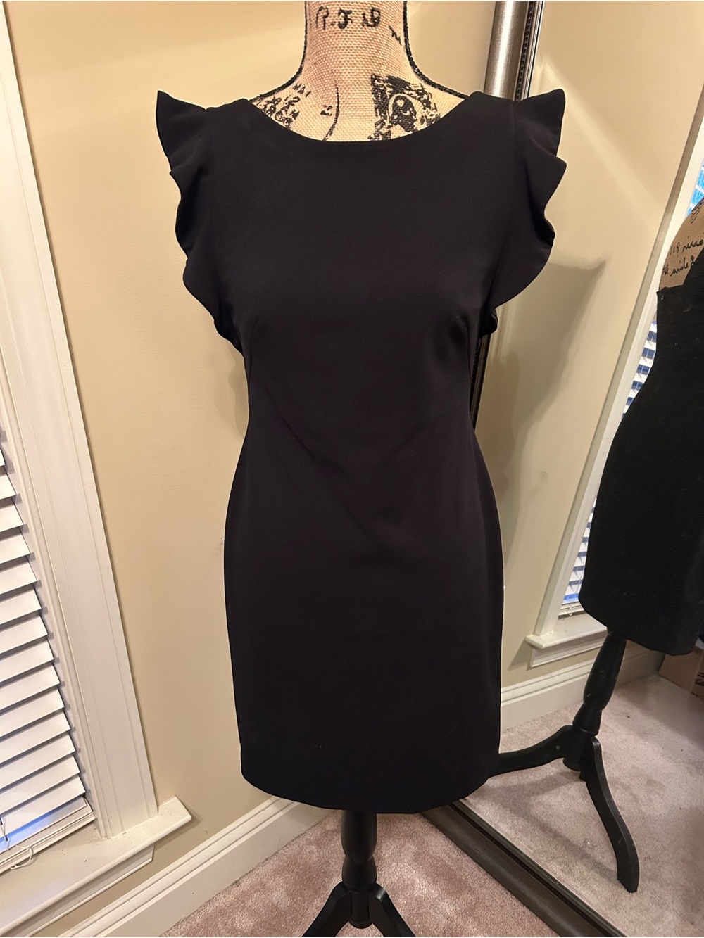 Calvin Klein Black Flutter Sleeve Sheath Mini Dress